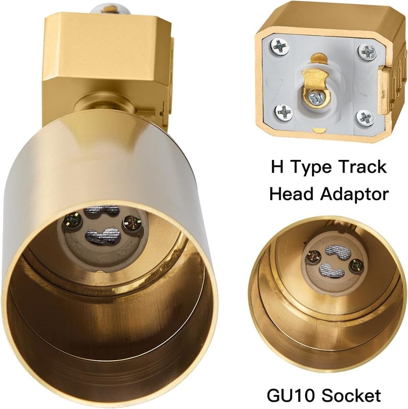 VANoopee GU10 Track Lighting Heads H Type Gold LED Track Light Heads Compatible with Halo Style System, MR16 GU10 Base Adapter Ceiling Spot Light Fixture Direction Adjustable, Pack of 4, No Bulbs - Image 2